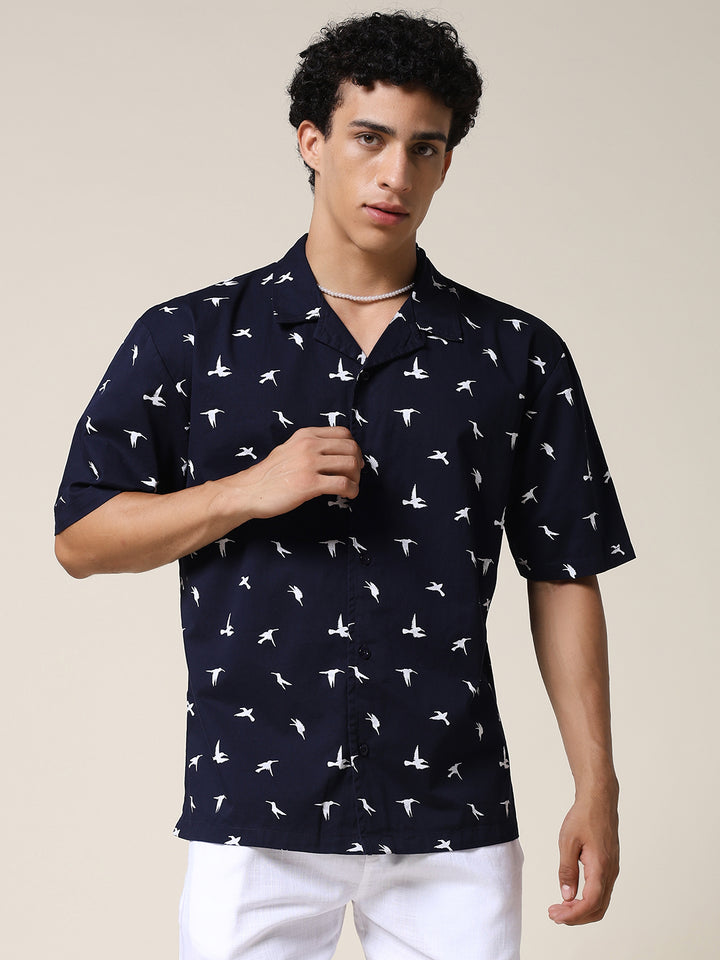 Mens Half Sleeve Casual Shirt  – Navy
