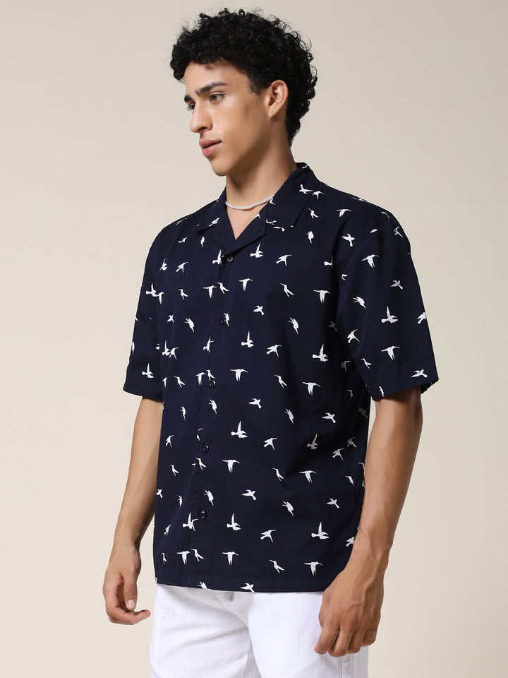 Mens Half Sleeve Casual Shirt  – Navy