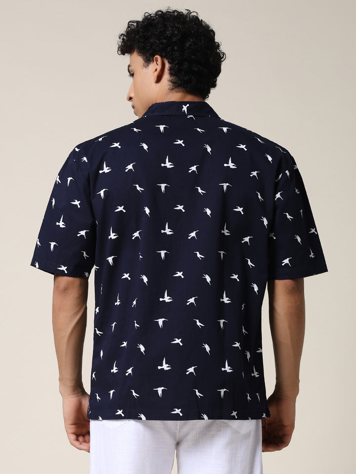 Mens Half Sleeve Casual Shirt  – Navy