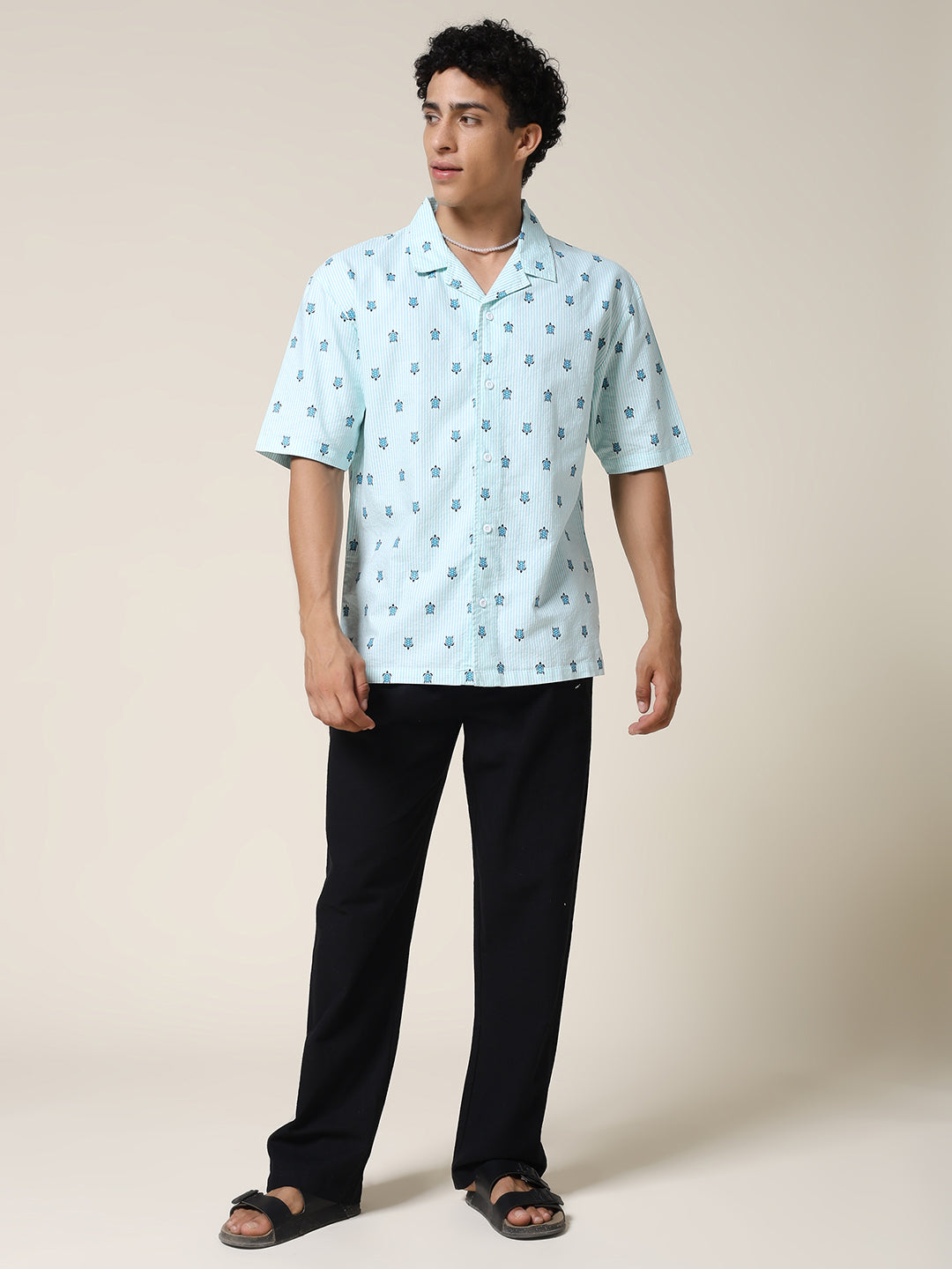 Mens Half Sleeve Casual Shirt  – Aqua Green