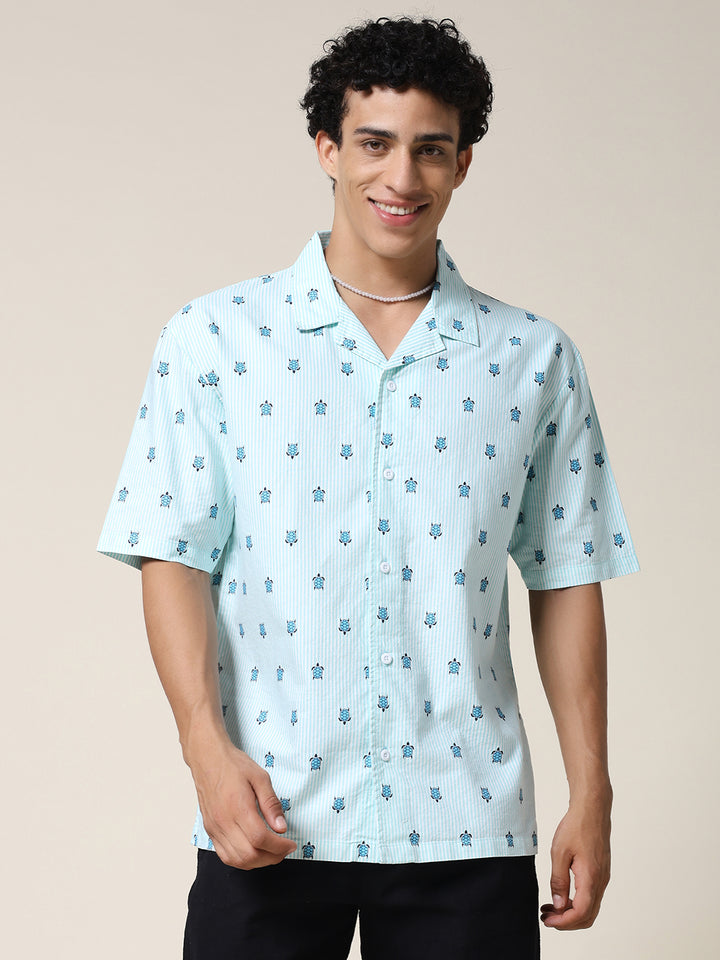 Mens Half Sleeve Casual Shirt  – Aqua Green