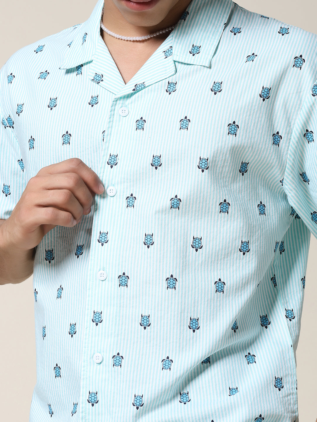 Mens Half Sleeve Casual Shirt  – Aqua Green