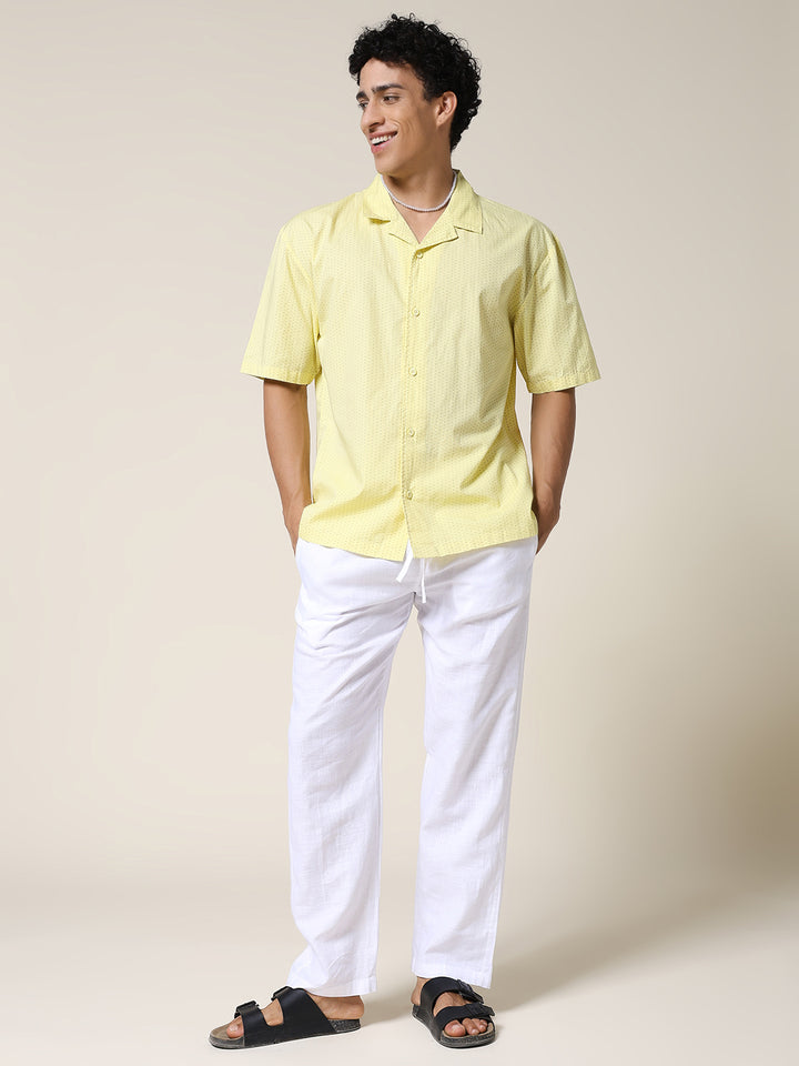 Mens Half Sleeve Casual Shirt  – Yellow