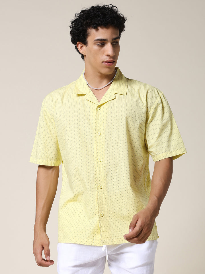 Mens Half Sleeve Casual Shirt  – Yellow