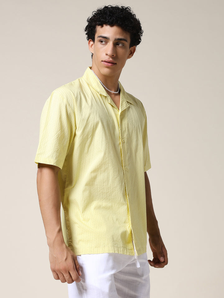 Mens Half Sleeve Casual Shirt  – Yellow