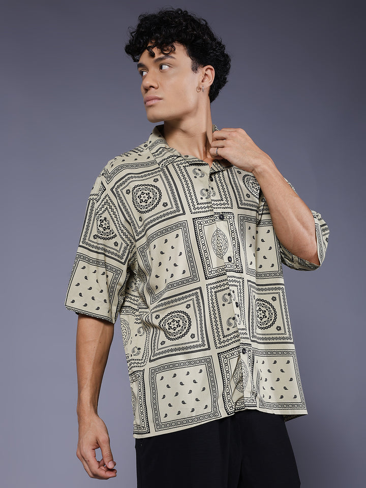 Mens Half Sleeve Casual Shirt  – Beige