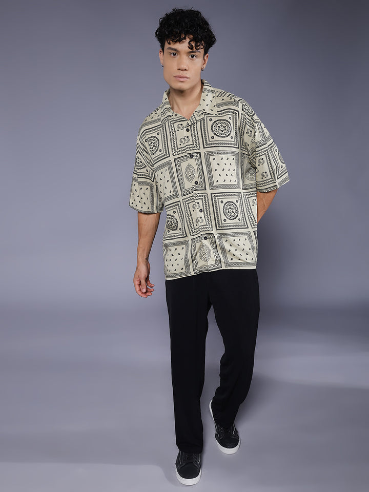 Mens Half Sleeve Casual Shirt  – Beige