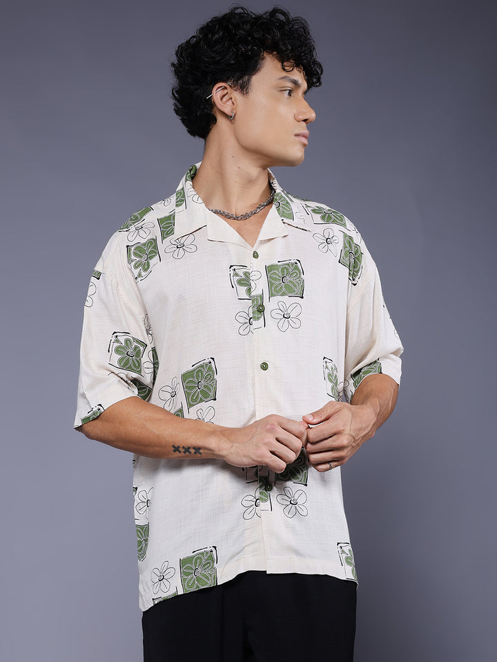 Mens Half Sleeve Casual Shirt  – Off White