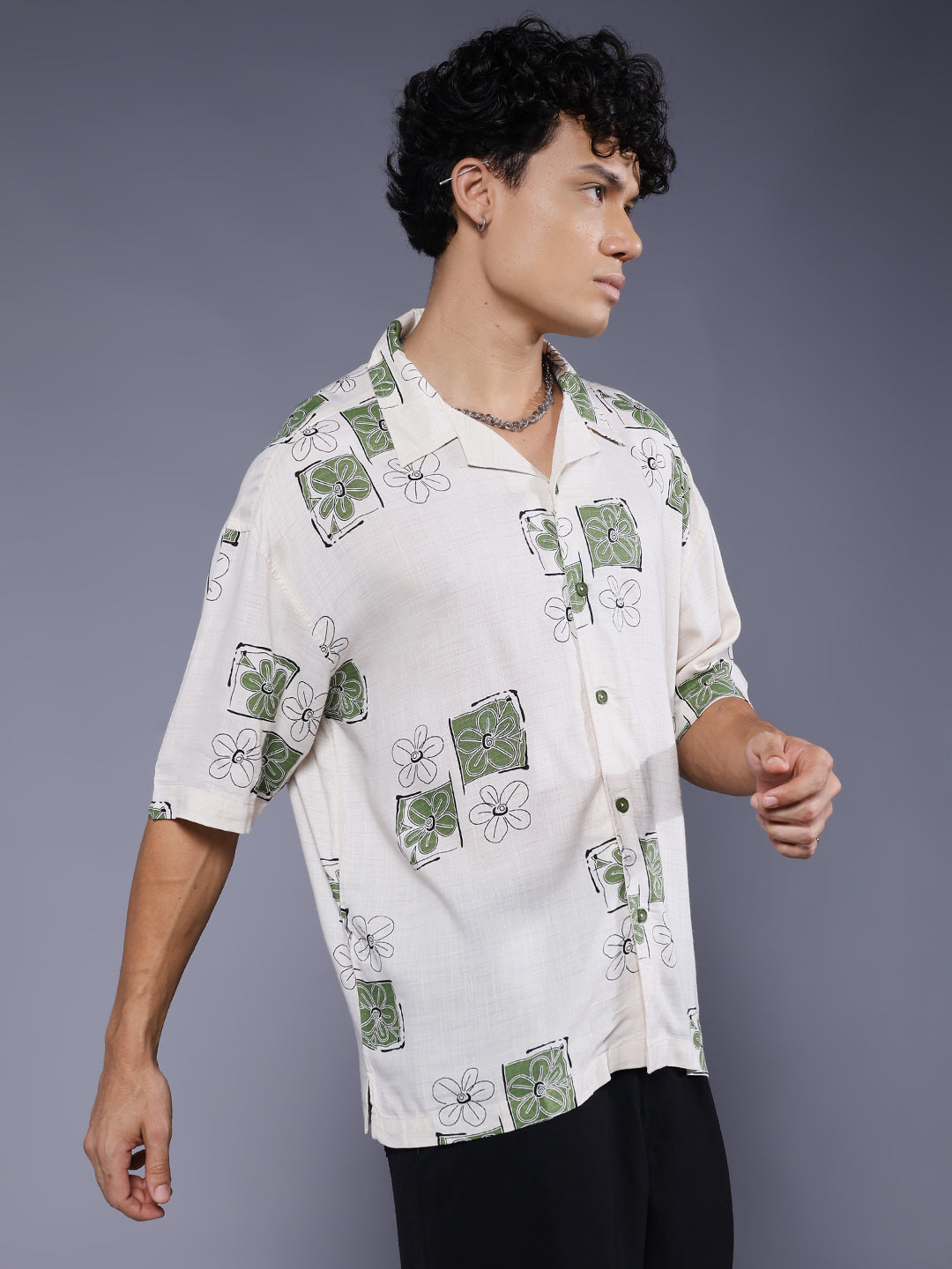 Mens Half Sleeve Casual Shirt  – Off White