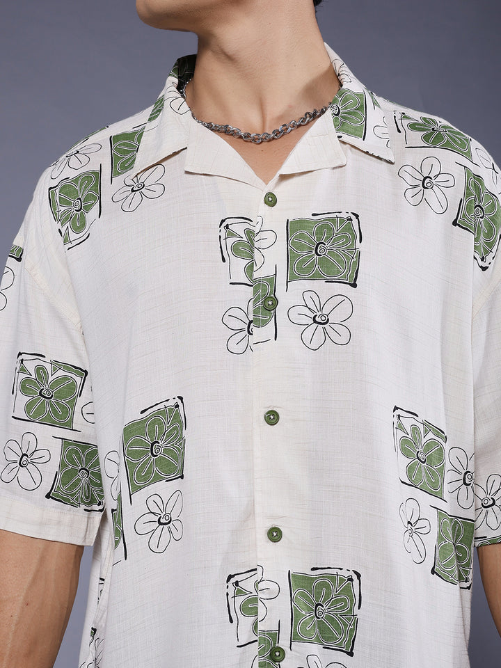 Mens Half Sleeve Casual Shirt  – Off White