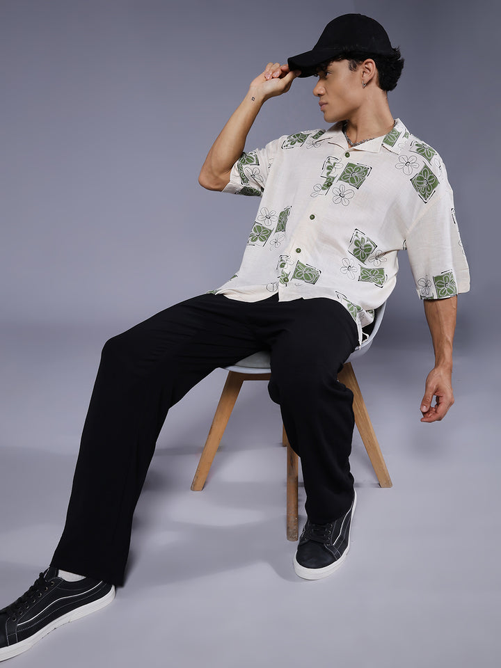 Mens Half Sleeve Casual Shirt  – Off White