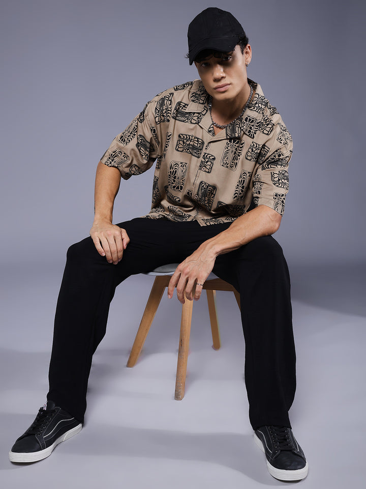 Mens Half Sleeve Casual Shirt  – Beige