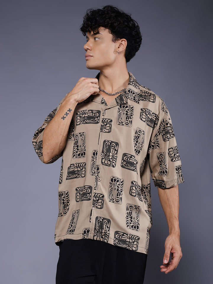 Mens Half Sleeve Casual Shirt  – Beige