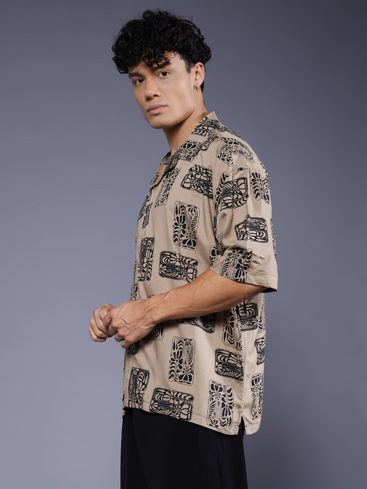 Mens Half Sleeve Casual Shirt  – Beige