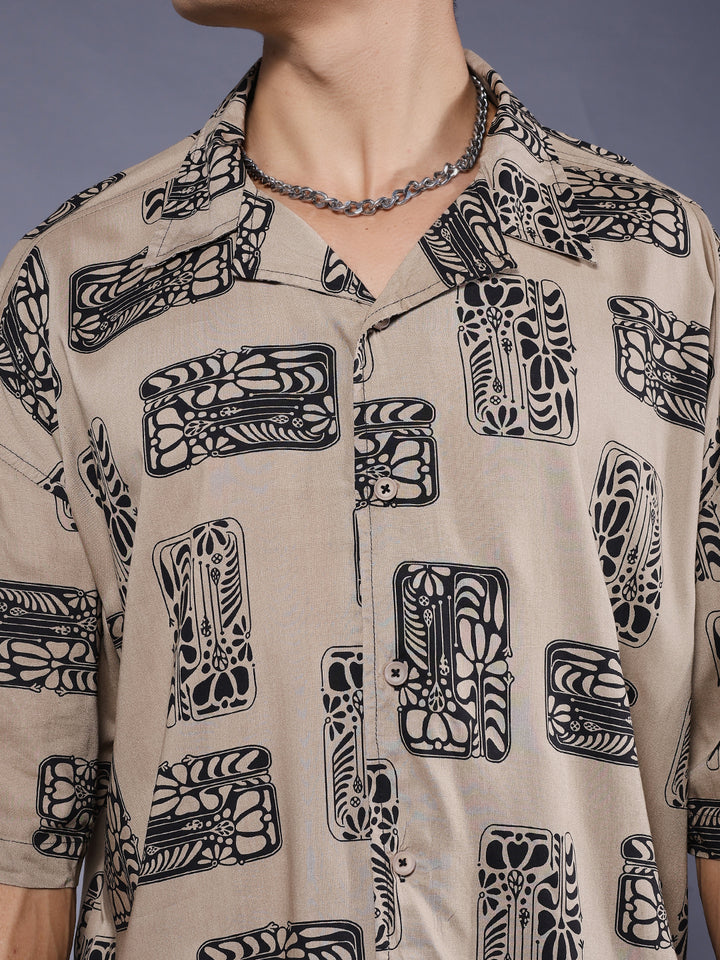 Mens Half Sleeve Casual Shirt  – Beige