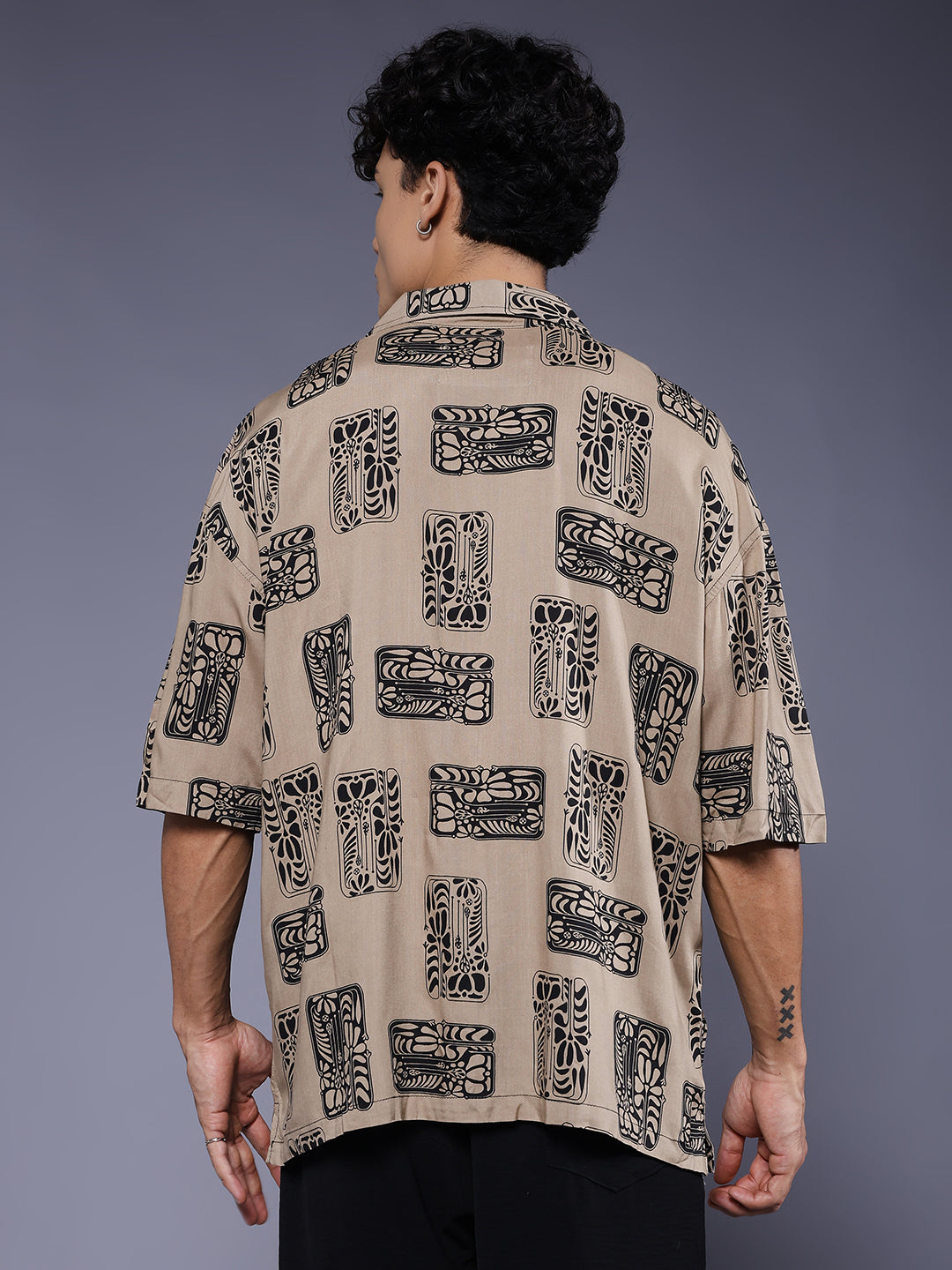 Mens Half Sleeve Casual Shirt  – Beige