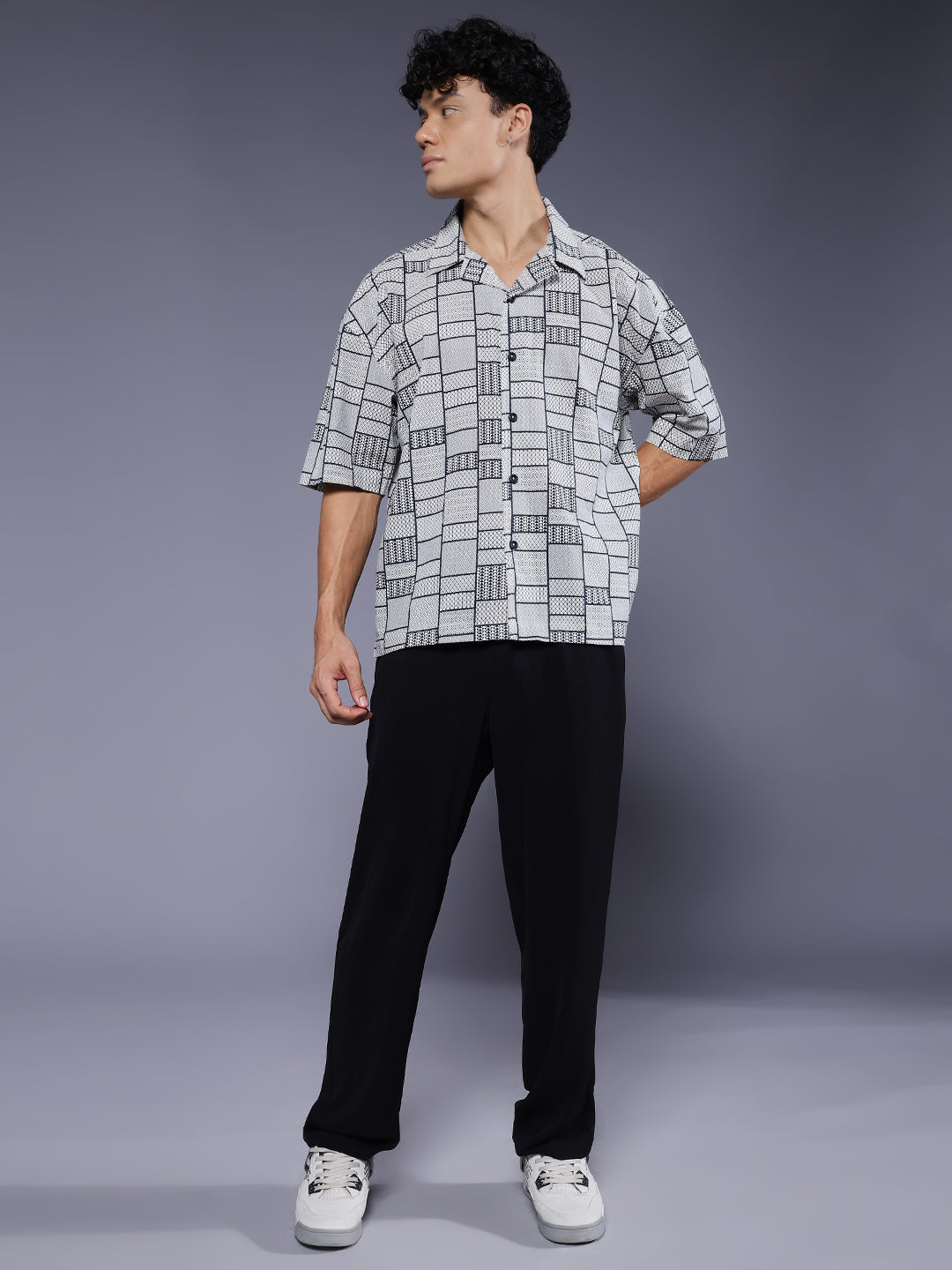 Mens Half Sleeve Casual Shirt  – White