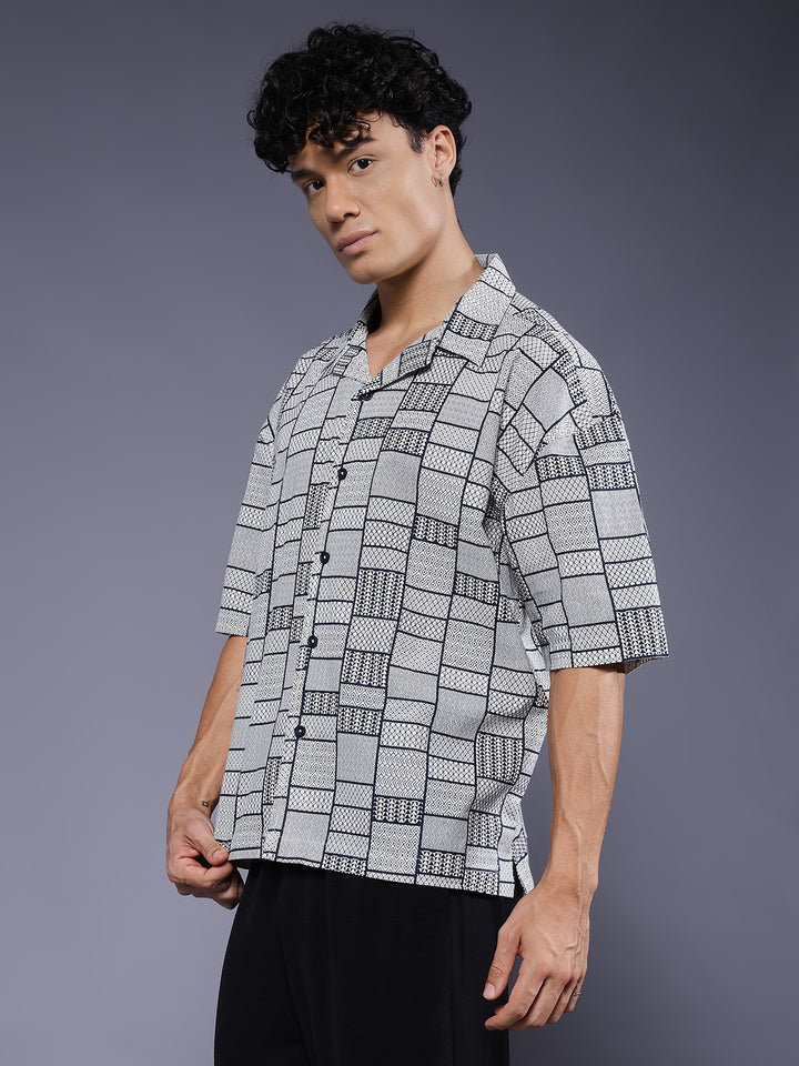 Mens Half Sleeve Casual Shirt  – White