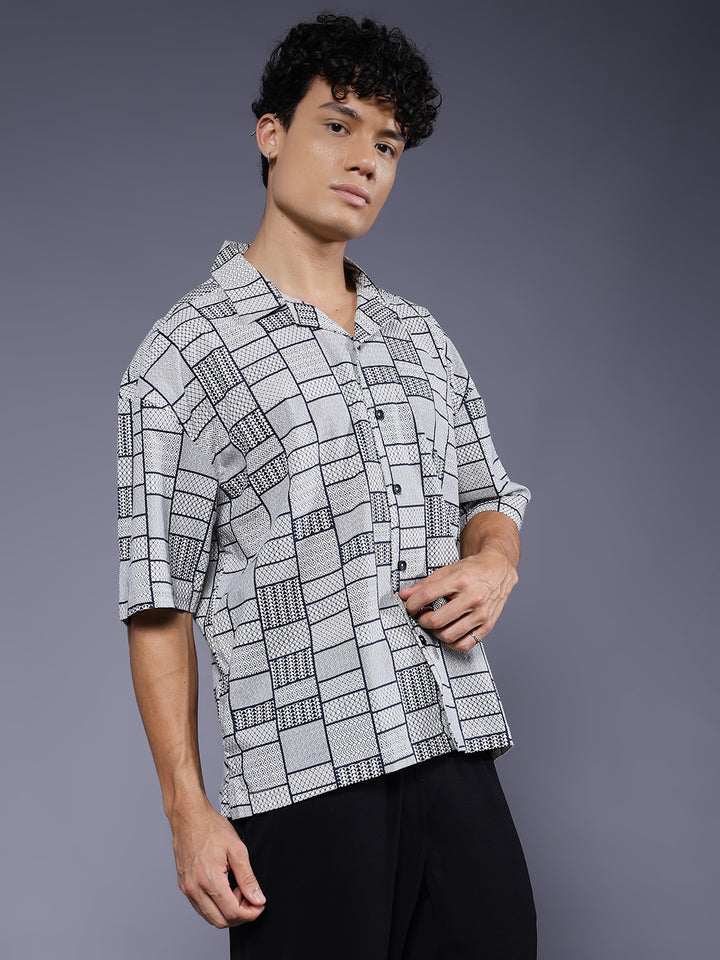 Mens Half Sleeve Casual Shirt  – White