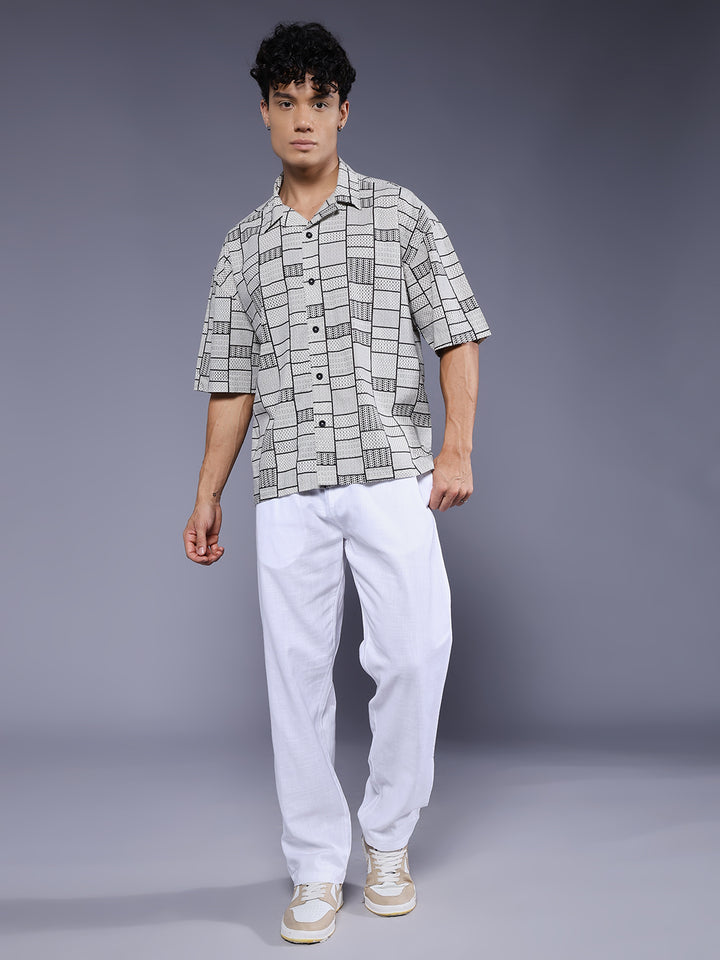 Mens Half Sleeve Casual Shirt  – Off white