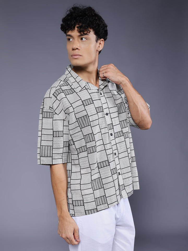 Mens Half Sleeve Casual Shirt  – Off white
