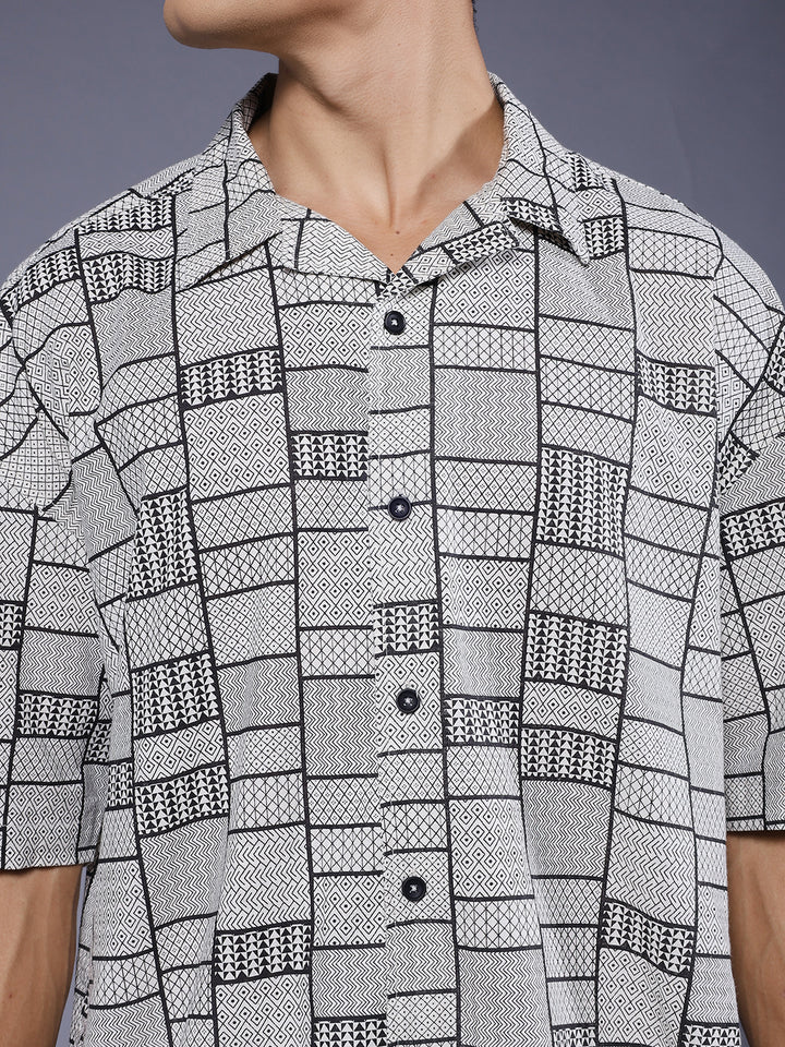 Mens Half Sleeve Casual Shirt  – Off white