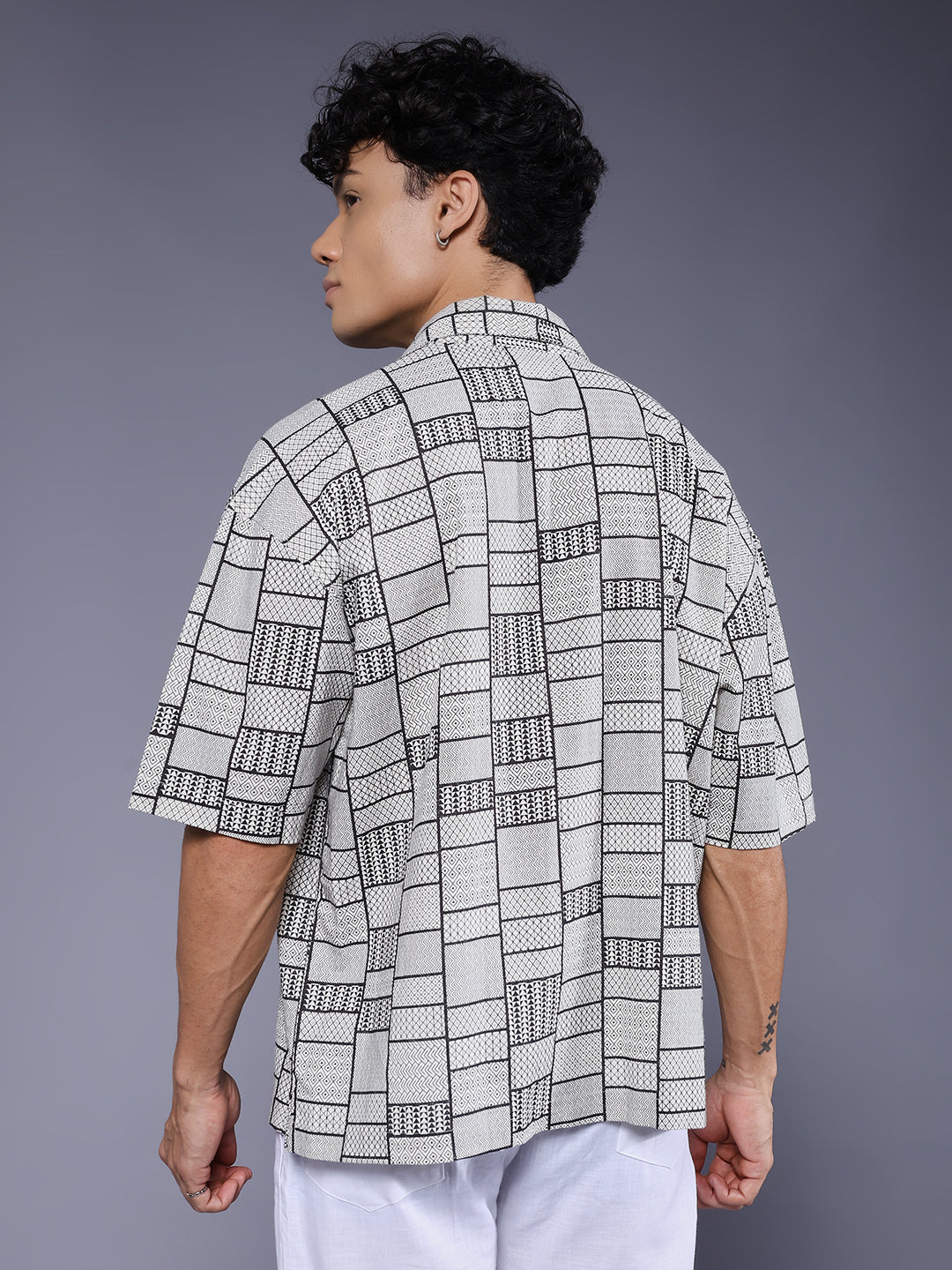 Mens Half Sleeve Casual Shirt  – Off white