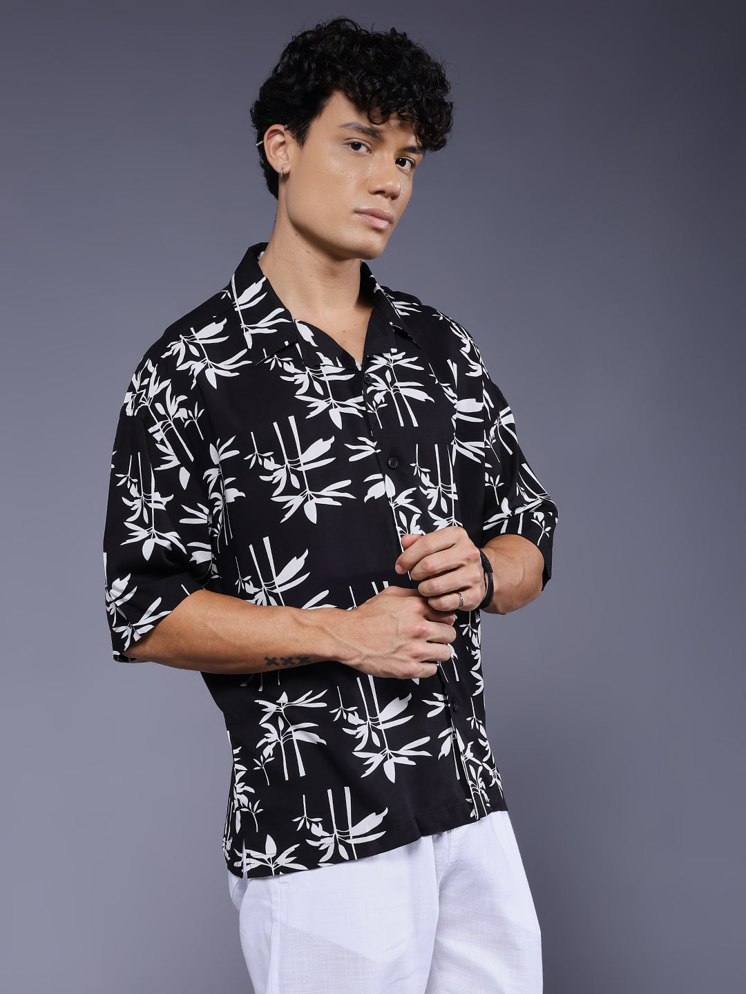 Mens Half Sleeve Casual Shirt  – Black