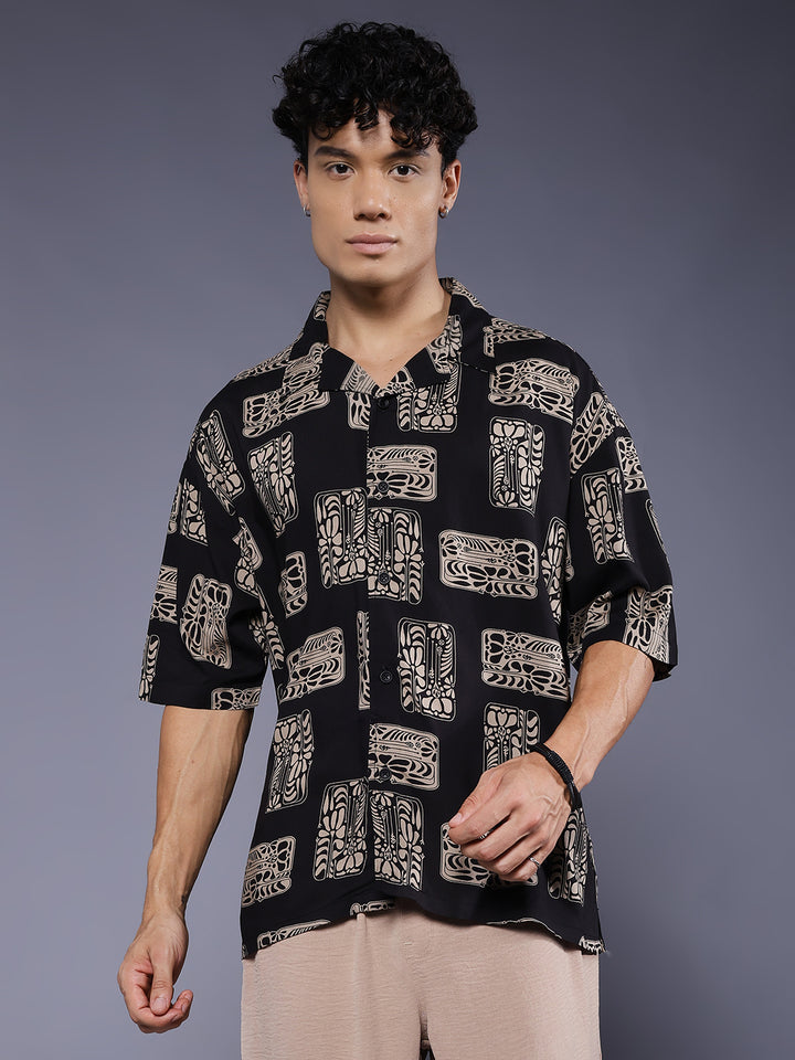 Mens Half Sleeve Casual Shirt  – Black