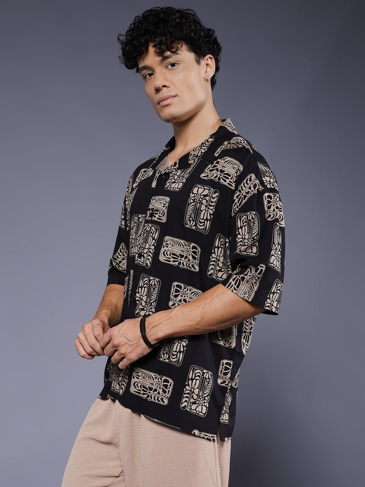 Mens Half Sleeve Casual Shirt  – Black