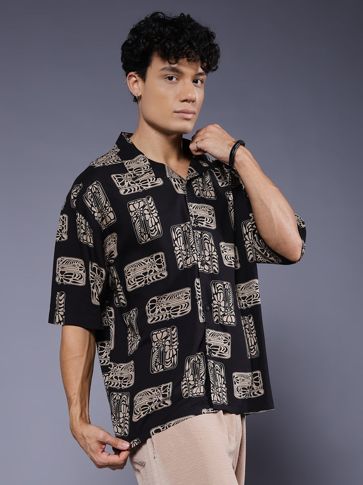 Mens Half Sleeve Casual Shirt  – Black