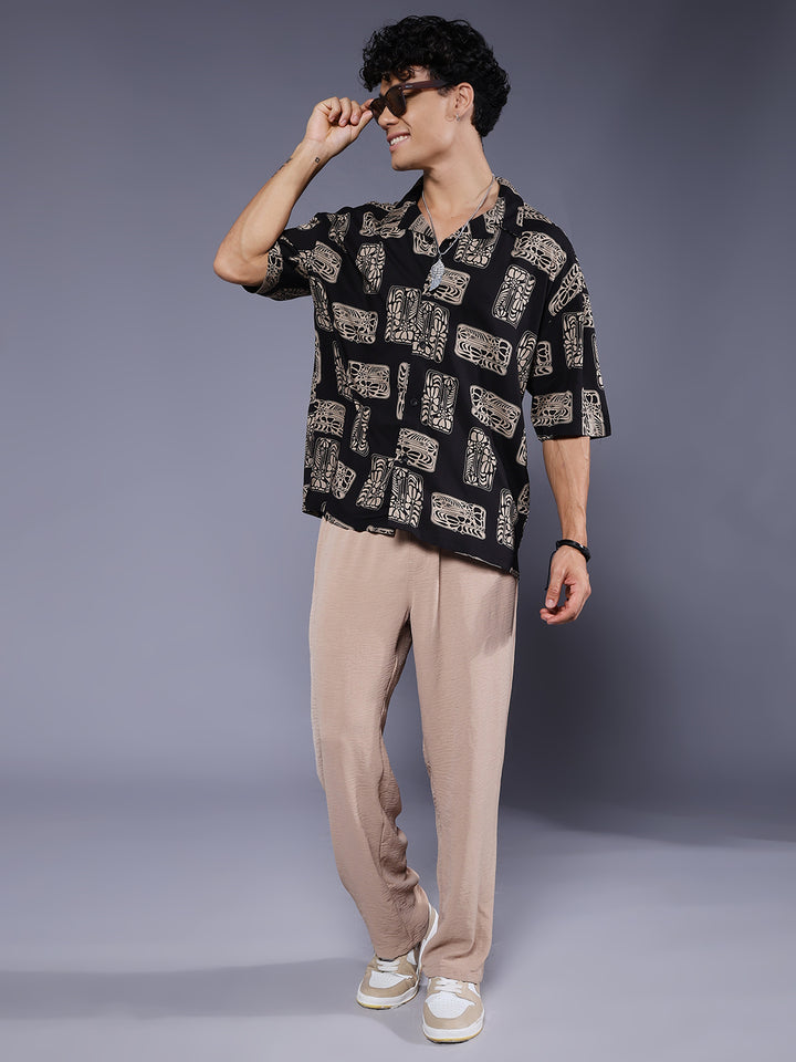 Mens Half Sleeve Casual Shirt  – Black