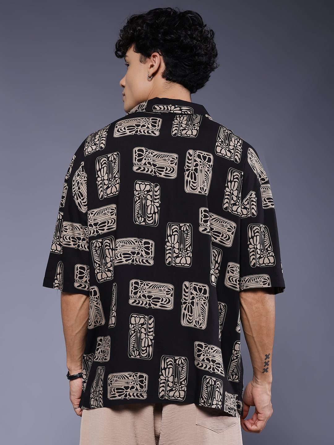 Mens Half Sleeve Casual Shirt  – Black