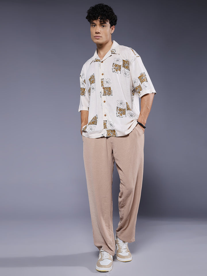 Mens Half Sleeve Casual Shirt  – Brown