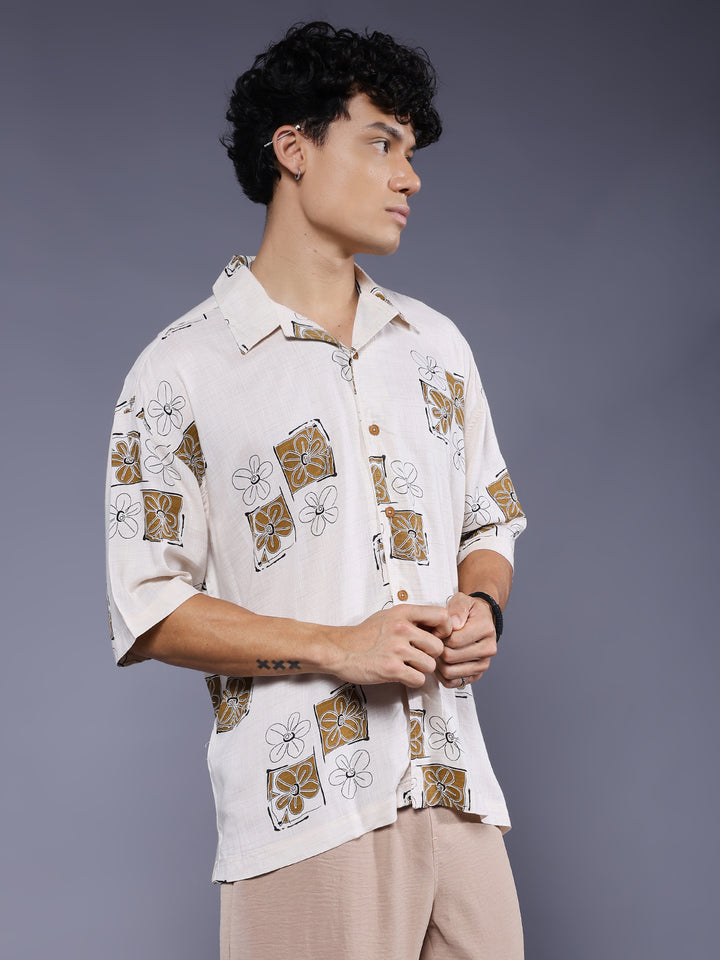 Mens Half Sleeve Casual Shirt  – Brown