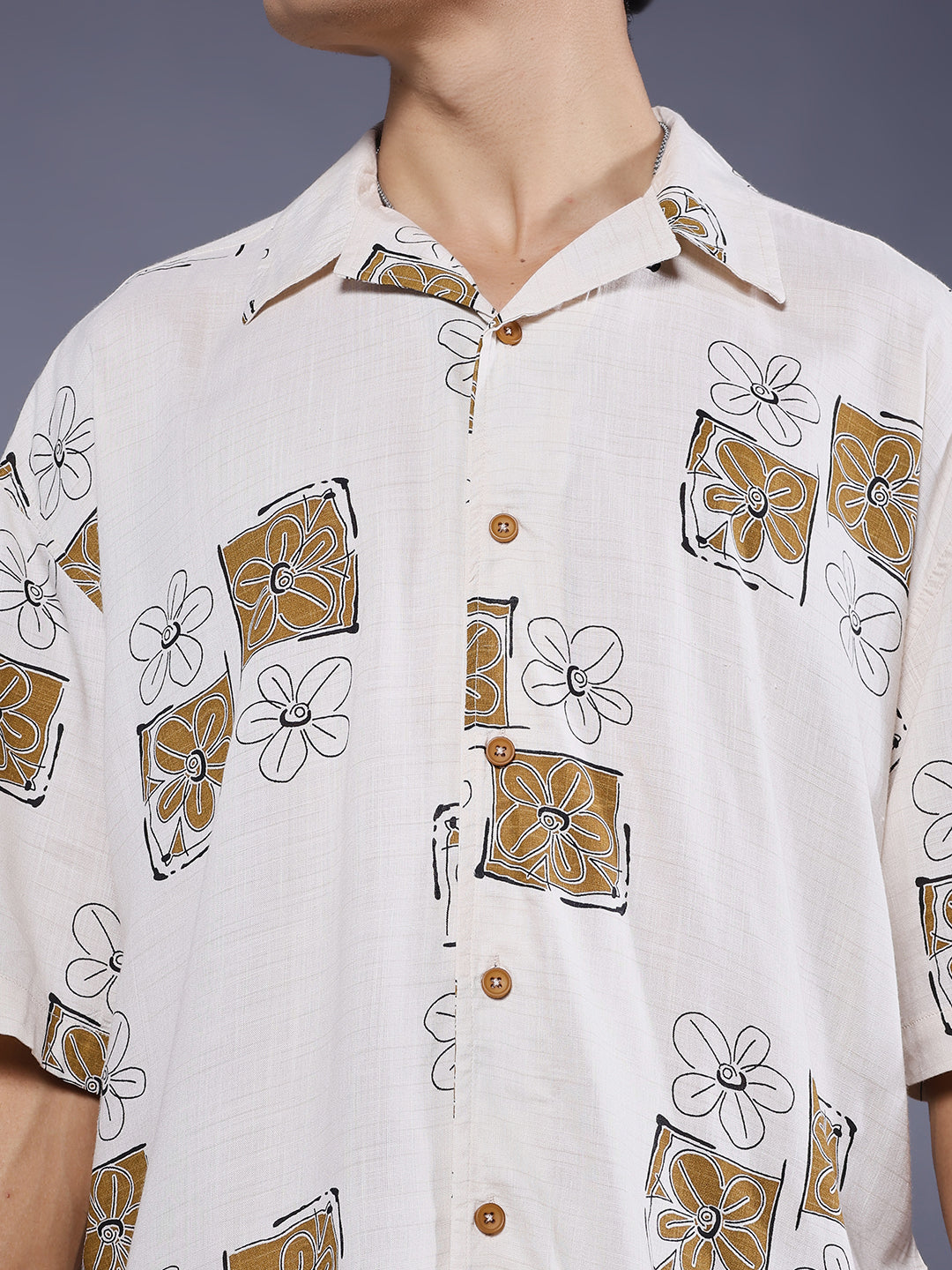 Mens Half Sleeve Casual Shirt  – Brown