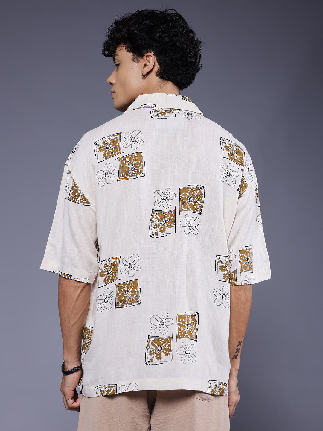 Mens Half Sleeve Casual Shirt  – Brown