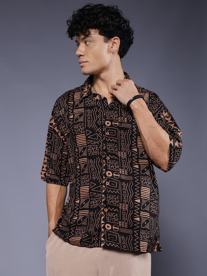 Mens Half Sleeve Casual Shirt  – Black