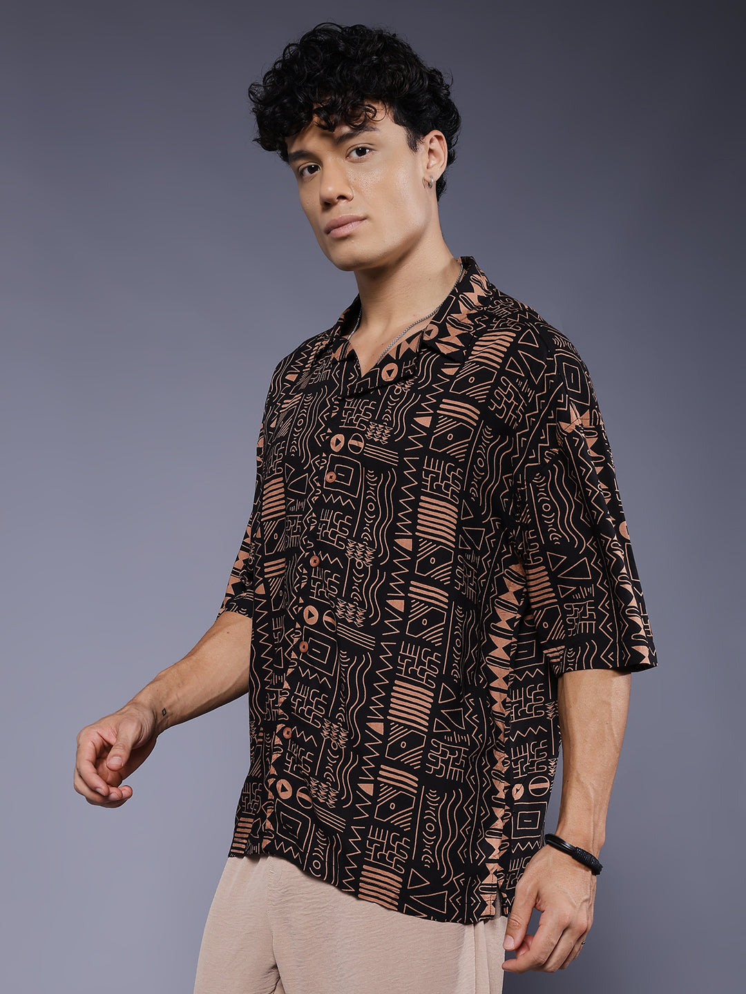 Mens Half Sleeve Casual Shirt  – Black