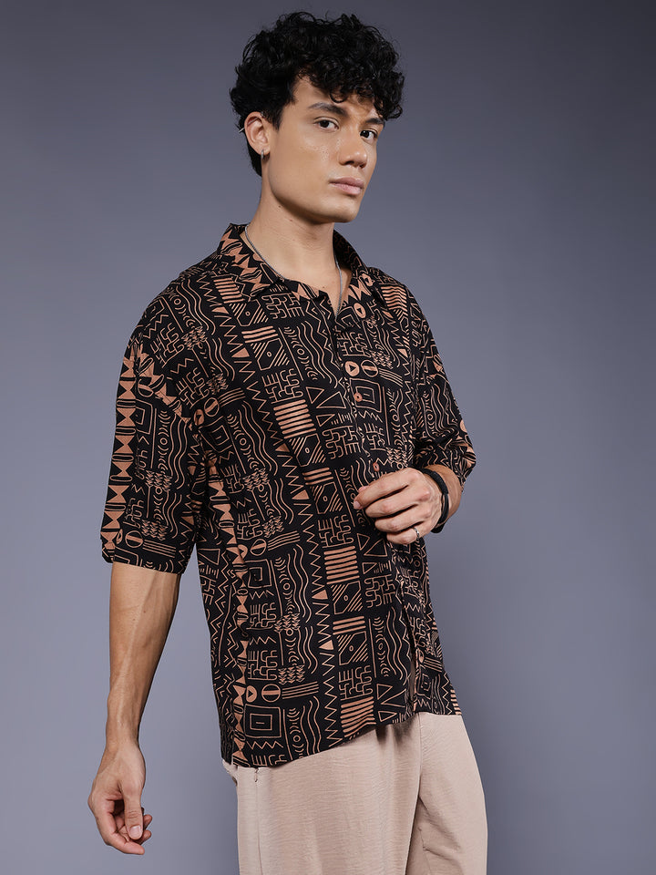 Mens Half Sleeve Casual Shirt  – Black