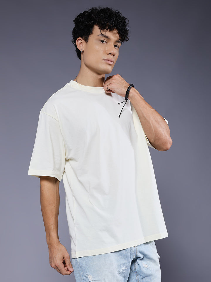 Solid Men Oversized T-Shirt - Off White