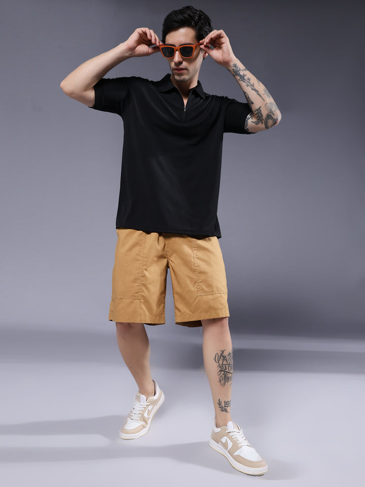 Mens Cotton Utility Shorts  – Mustard
