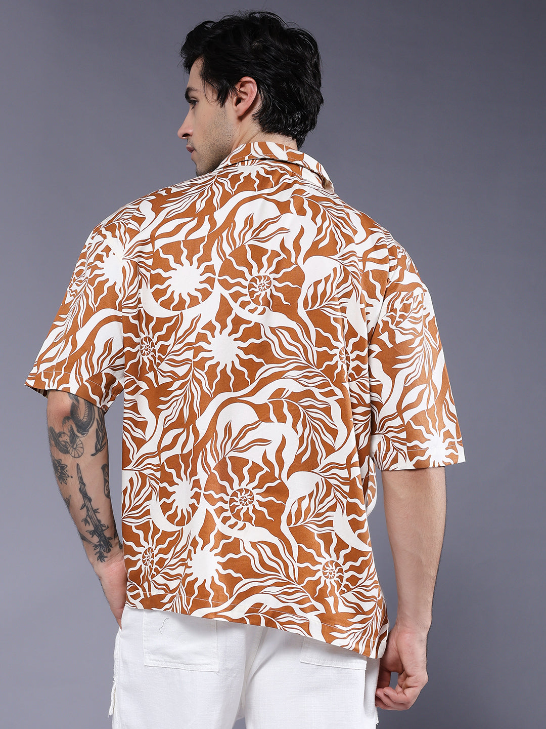 Mens Half Sleeve Casual Shirt  – Beige