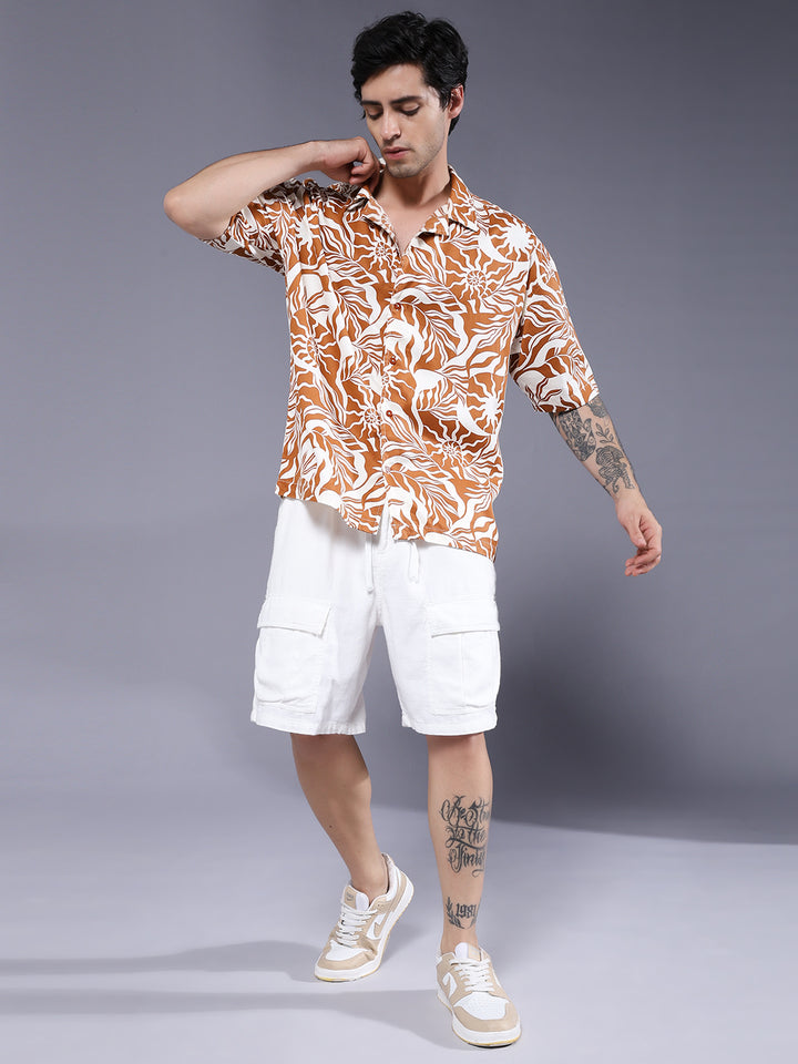 Mens Half Sleeve Casual Shirt  – Beige