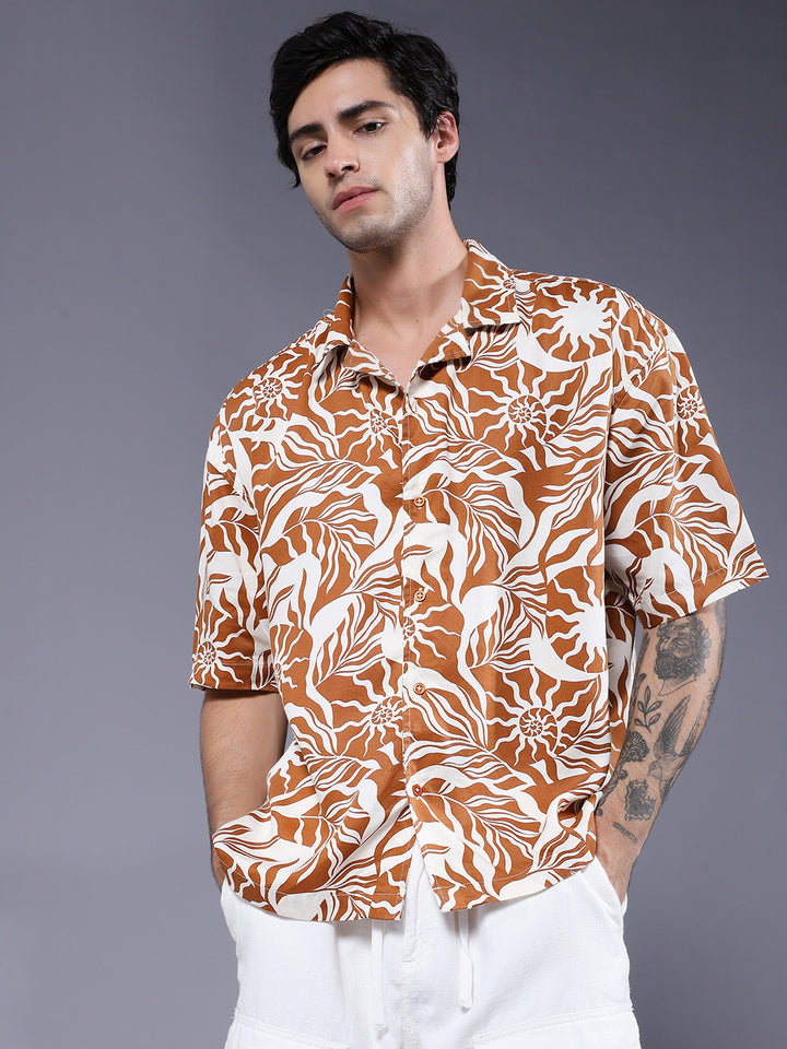 Mens Half Sleeve Casual Shirt  – Beige