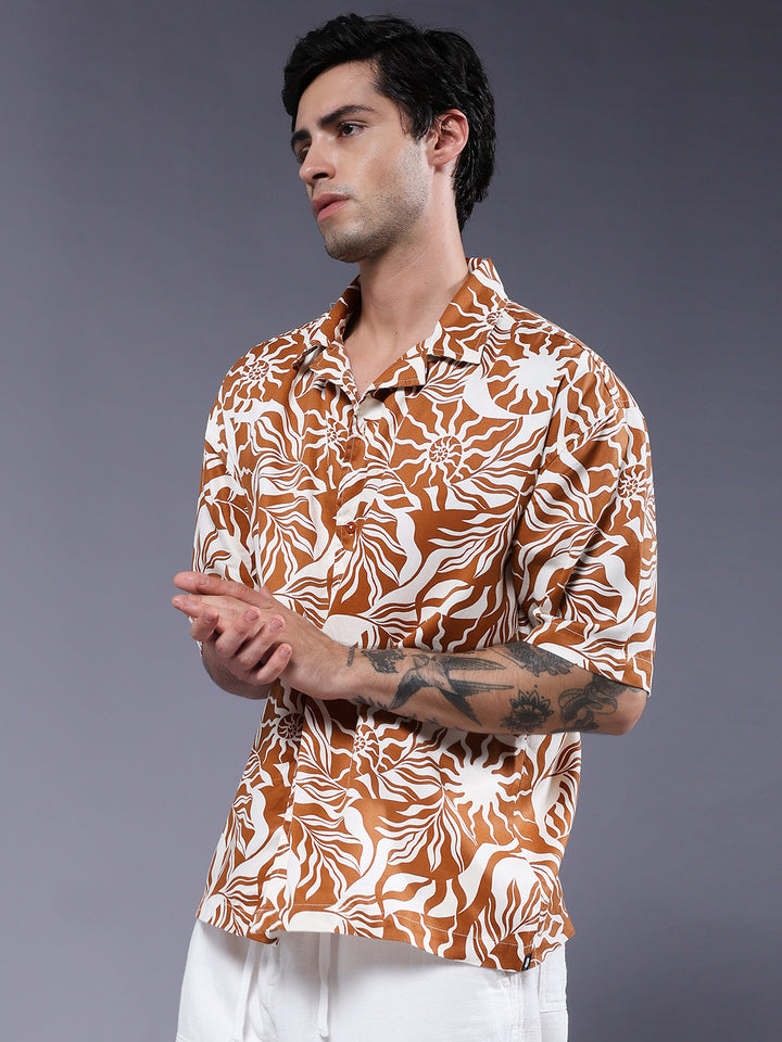 Mens Half Sleeve Casual Shirt  – Beige