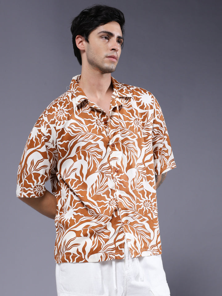 Mens Half Sleeve Casual Shirt  – Beige