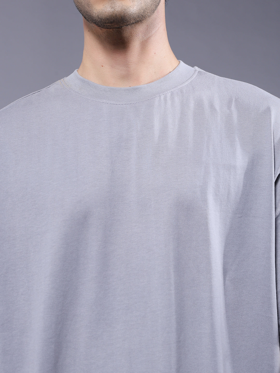 Solid Men Oversized T-Shirt - Ash Grey