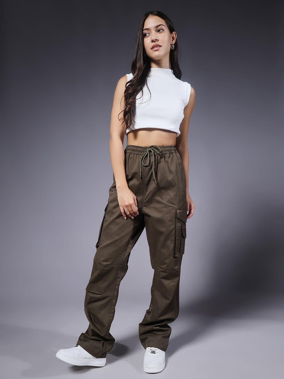 Women Utility Cargo - Olive Green