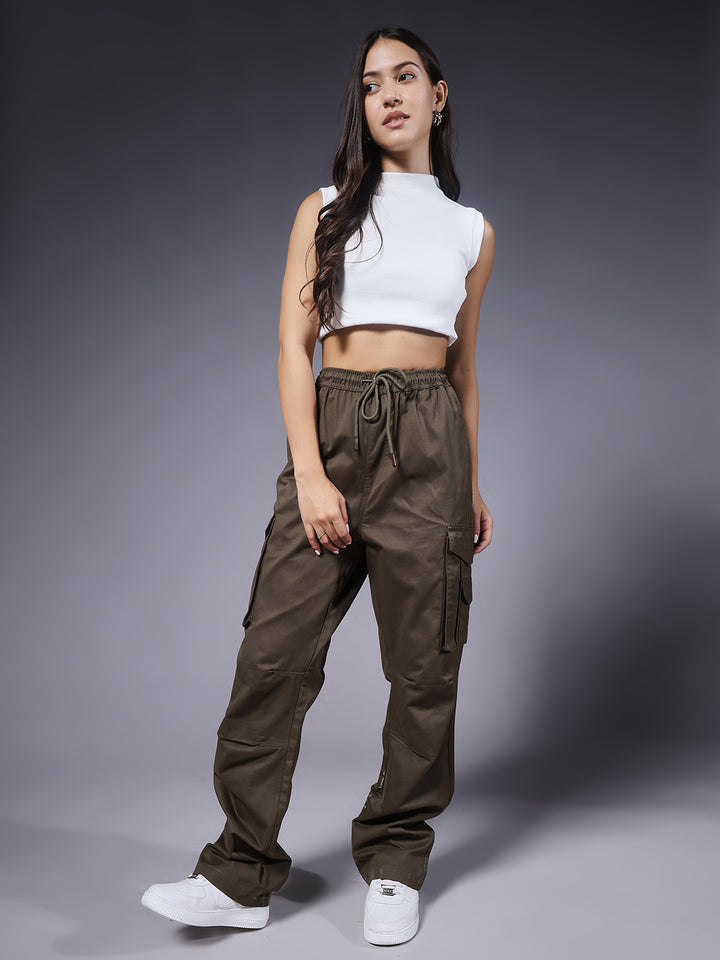 Women Utility Cargo - Olive Green